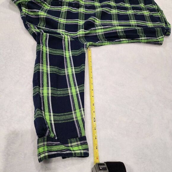 Lady 12 Womens Flannel Shirt Size XL Blue & Green Plaid Button Up Long Sleeves - Picture 7 of 10